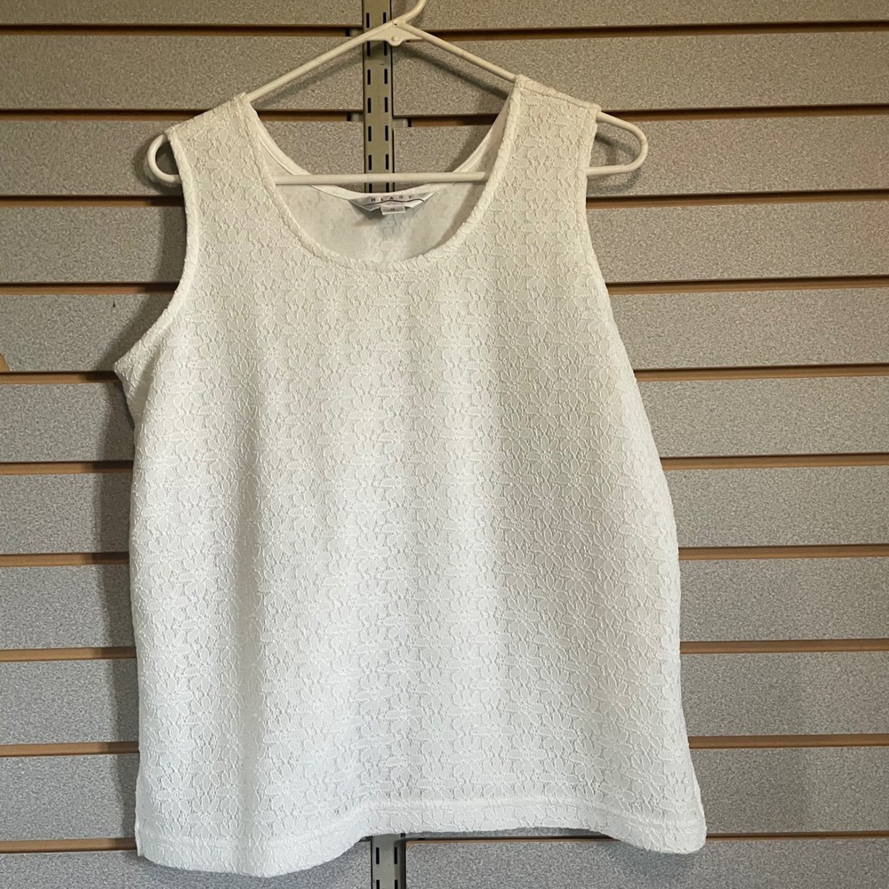 Blast Lace Button Down Top Blouse Semi-Sheer Long Sleeve White
Size M w/ tank - Picture 5 of 7